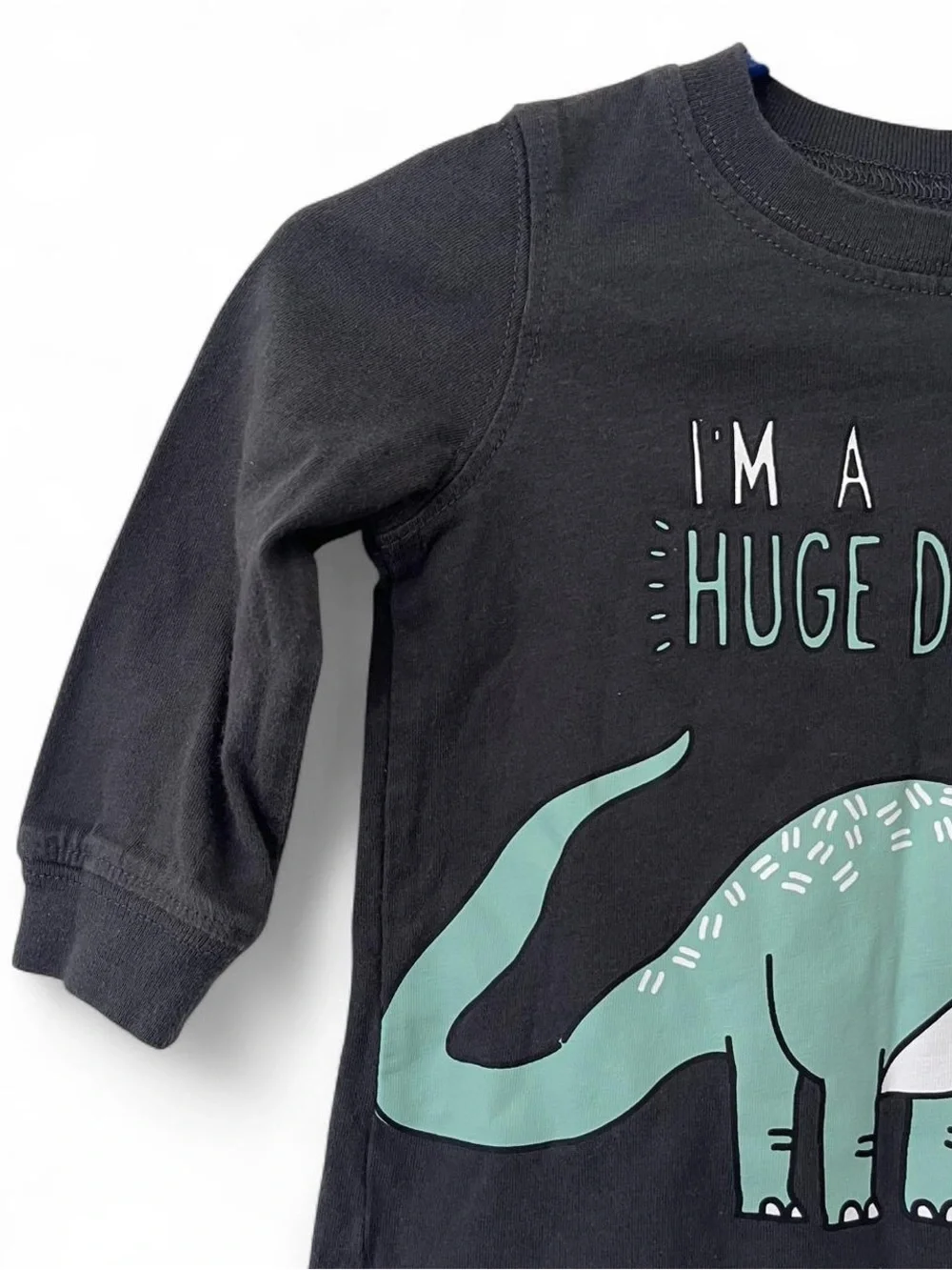 9M Boy Long Sleeve 100% Cotton Carters Dark Gray Dinosaur Graphic Print T-Shirt